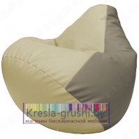 Бескаркасное кресло мешок Груша Г2.3-1002 (светло-бежевый, светло-серый)